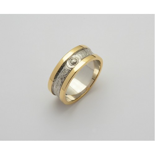 Irish Two Tone Wedding Ring - An Ri Collection  - 14 Karat Irish Wedding Rings